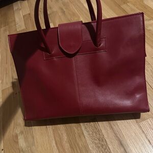 Elegant Red Leather Satchel Bag